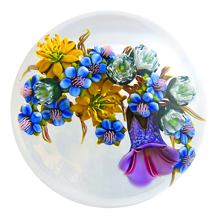 Farfalla Paperweight Rosenfeld Ken Bukett mit Vergissmeinnicht KR 2019