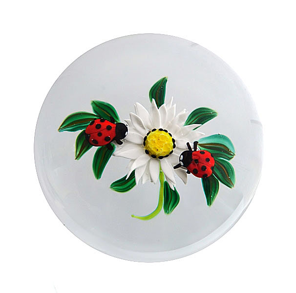 Farfalla Paperweight Rosenfeld Ken Daisy mit Marienkaefern Miniatur KR 2397M