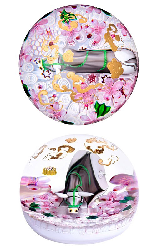 Farfalla Paperweight Saint Louis Buffle doré The Golden Ox SL 210200