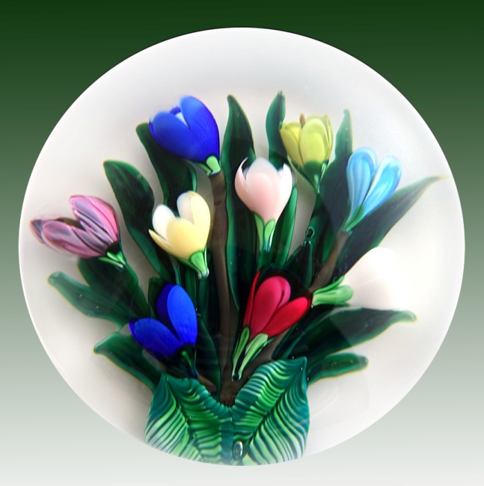 Farfalla Paperweight Saint Louis Bukett Fruehlingsboten SL 886 2