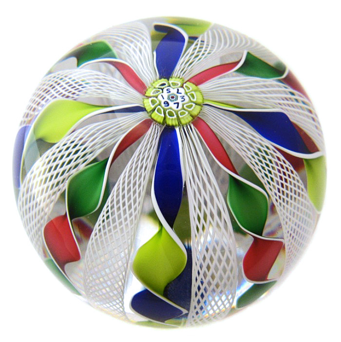 Farfalla Paperweight Saint Louis Buntes Crown Weight SL 018
