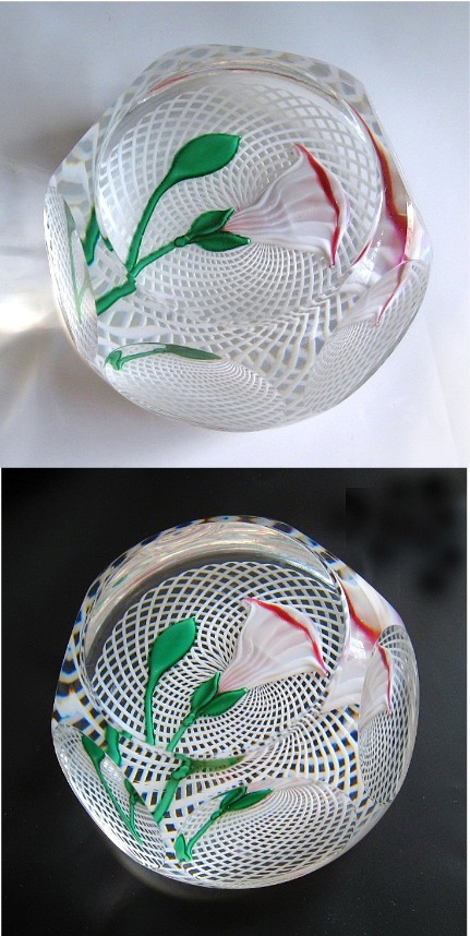 Farfalla Paperweight Saint Louis Convolvulus Morning Glory Ackerwinde SL 090