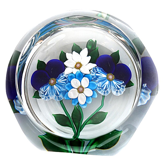 Farfalla Paperweight Saint Louis Pansies Vierblumenbukett SL 907 2