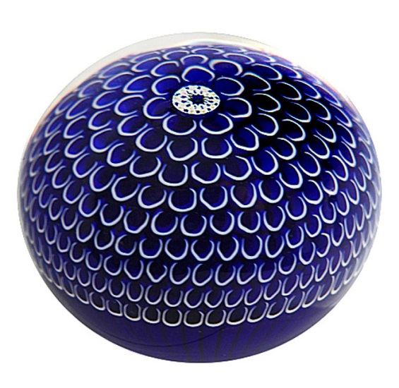 Farfalla Paperweight Saint Louis Ruche Bleue Honeycomb SL 703