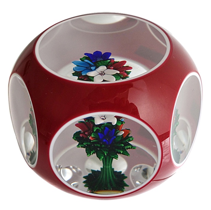 Farfalla Paperweight Saint Louis Upright Bouquet Doppeloverlay SL 098