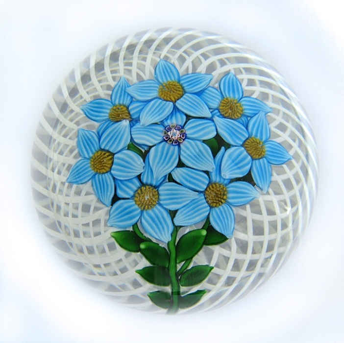 Farfalla Paperweight Saint Louis Windroeschen auf Latticinio SL 872