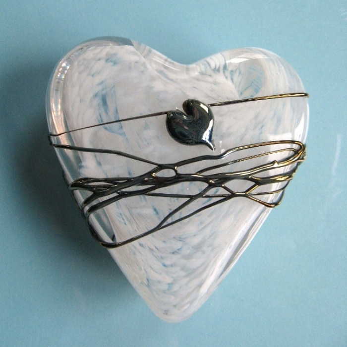 Farfalla Paperweight Salazar David Gefangenes silbernes Herz DS 019