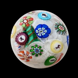 Farfalla Paperweight Scattered Millefiori Miniatur datiert 1848 0988 BC