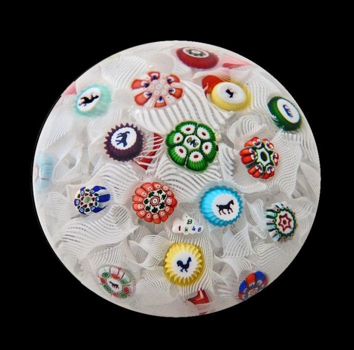 Farfalla Paperweight Scattered Millefiori datiert 1848 1012 BC