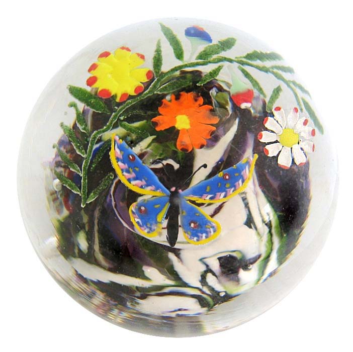 Farfalla Paperweight Schmetterling mit Blumenranke II BO 138