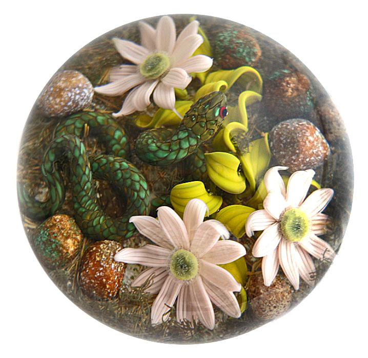 Farfalla Paperweight Smith Gordon Green Ground Snake I GS 291 2