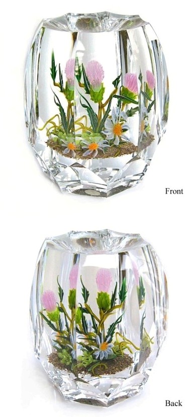 Farfalla Paperweight Stankard Paul Botanical Thistle and Daisy ST 224