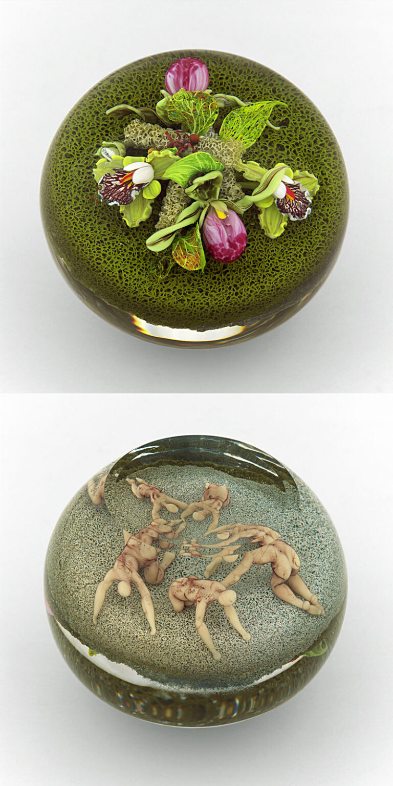 Farfalla Paperweight Stankard Paul Orchideen und Root People ST 264