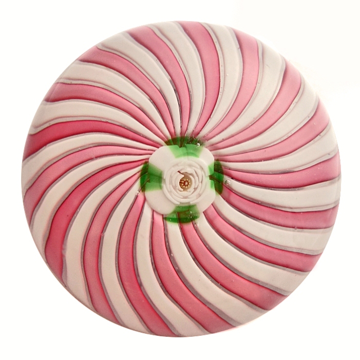 Farfalla Paperweight Swirl rosa weiss mit Clichy Rose 1032 CL