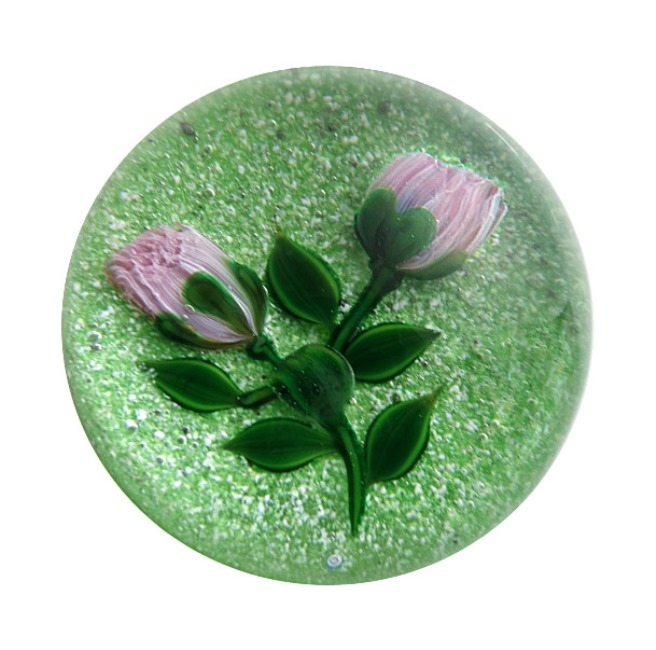 Farfalla Paperweight Tarsitano Debbie Federblume auf Jasper Grund DT 754