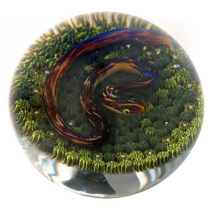 Farfalla Paperweight Tarsitano Delmo Schlange auf Moosgrund DT 748