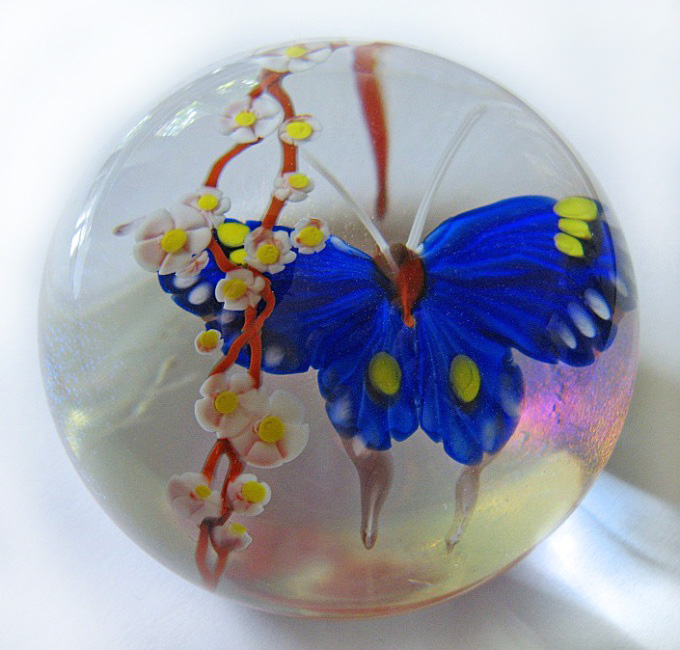 Farfalla Paperweight Ward Mayauel Blauer Schmetterling MW 3105