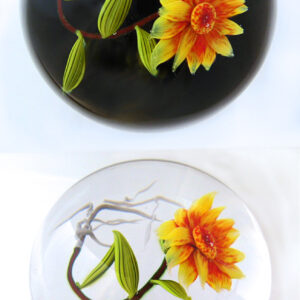 Farfalla Paperweight Ward Mayauel Gelbe Dahlie Piedouche MW 3101