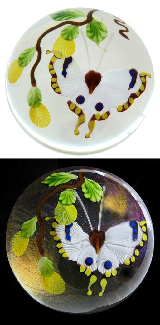 Farfalla Paperweight Ward Mayauel Grosser weisser Schmetterling MW 3106 3