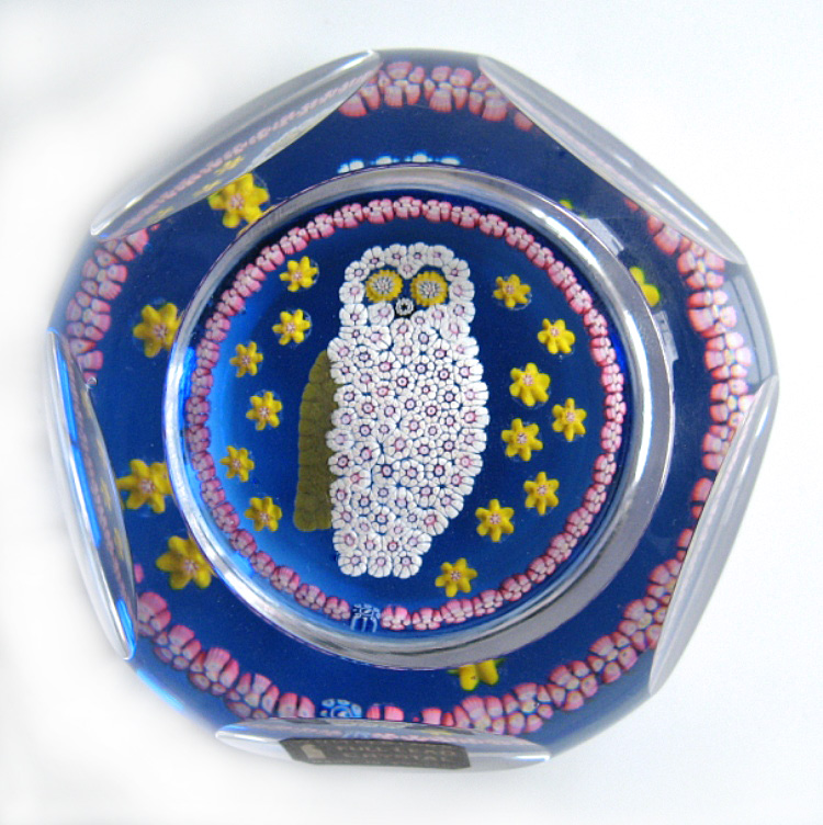 Farfalla Paperweight Whitefriars Grosse Eule am Nachthimmel WF 1502 1