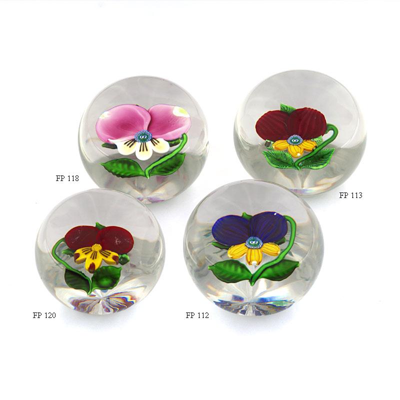 Farfalla Paperweight farfalla Studios Stiefmuetterchen Pansy FP 112 13 18 20